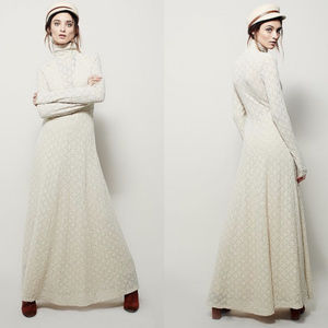 Free People White River Long Sleevve Maxi Dress xs